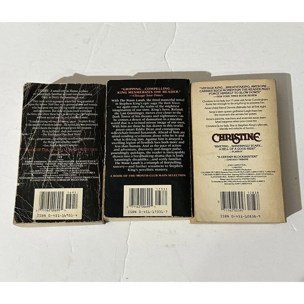 Stephen King Book Lot‎ 3 Paperback- It - Waste Lands - Christine
